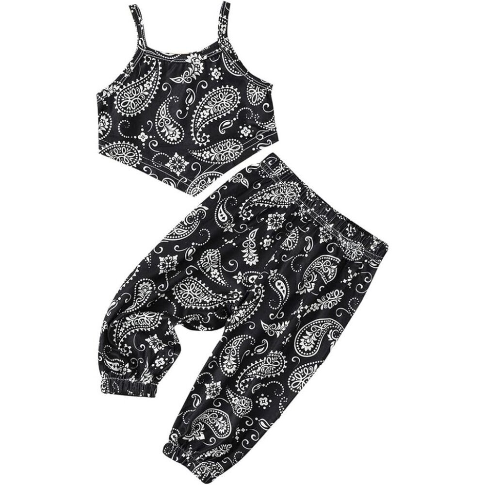 SHEIN 2-Piece Set – Handkerchief Crop Top & Jogger Pants - Size 7Y / 130